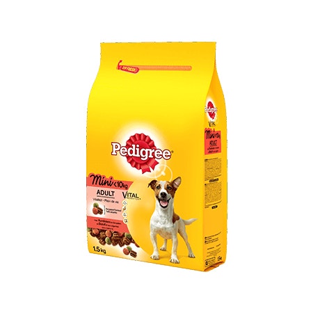 Pedigree brokjes mini hond <10kg met rund 1,5kg