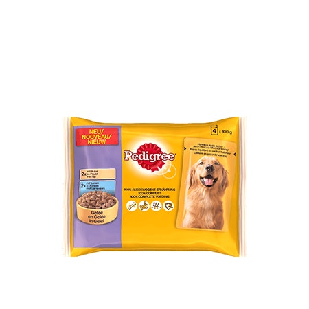 Pedigree Sachets Fraîcheur au Poulet / à l'Agneau en Gelée 4 x 100g