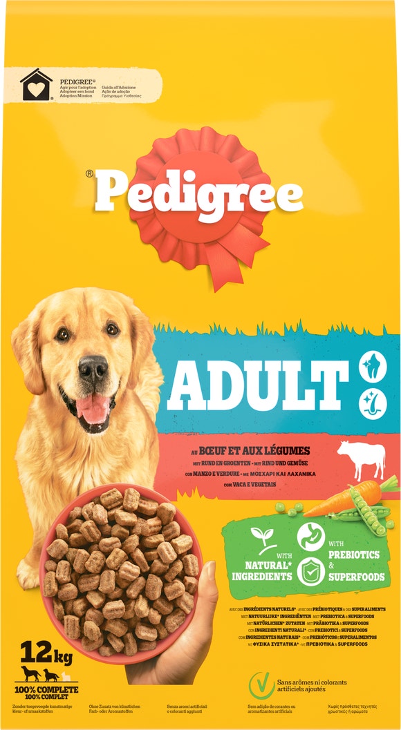 Pedigree Croquettes Au Bœuf et Aux Légumes Pour Chien Adulte 12kg