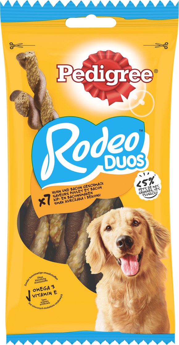Pedigree RODEO DUOS Récompenses Au Poulet Et Bacon Pour Chien 7 bâtonnets