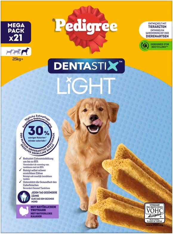 Pedigree DENTASTIX™ Light Saveur Dinde Pour Chiens De plus de 25kg Paquet de 21 bâtonnets