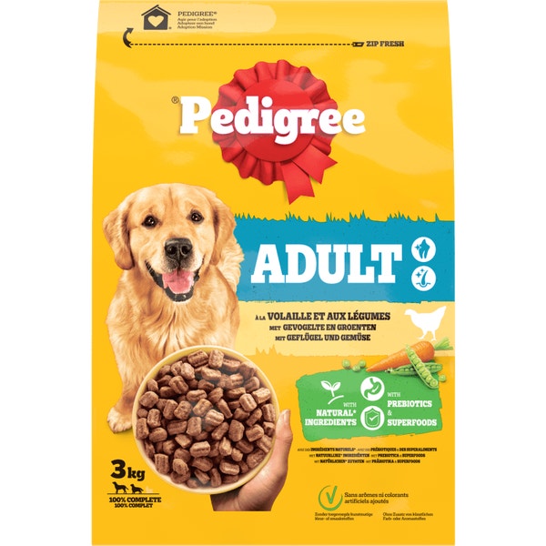 Pedigree® Croquettes À la Volaille et Aux Légumes Pour Chien Adulte 3kg image 1