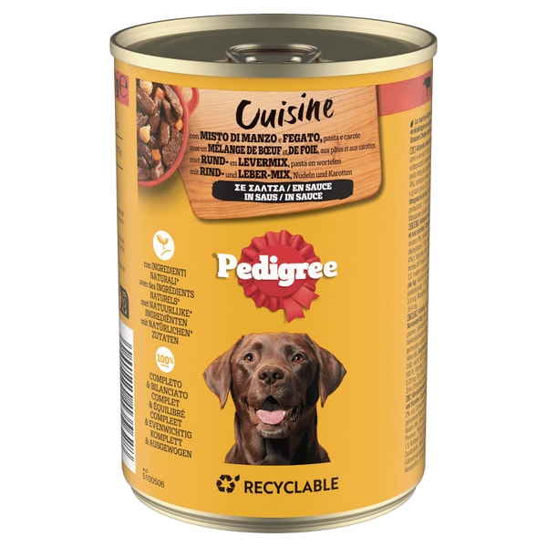 Pedigree Cuisine avec du Bœuf et foie, Pâtes et Carottes en Sauce 400 g image 1