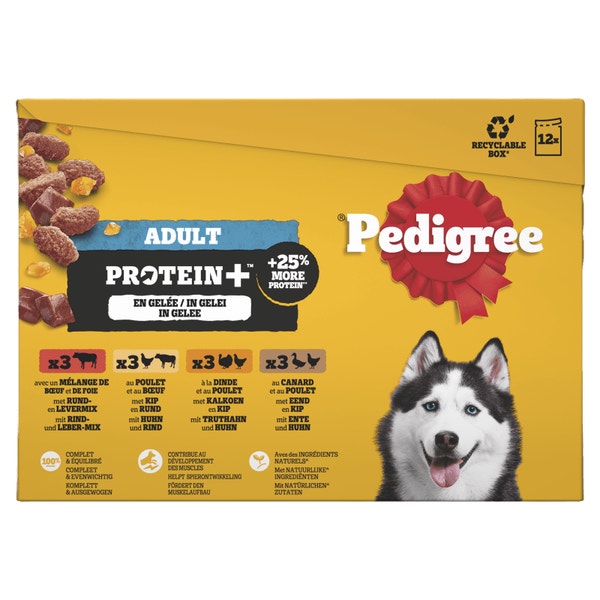 PEDIGREE Sachets fraicheur protéin + en gelée 12x85g image 1