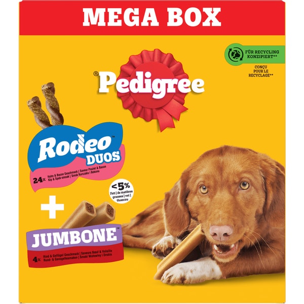 PEDIGREE® Mega Box Snacks met RODEO™ Duos Kip en Bacon Smaak en JUMBONE™ Mega Bot Rund en Gevogelte Smaak 780g image 1
